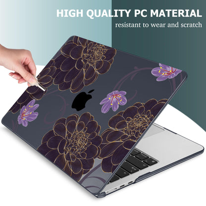 Mektron for 2026 MacBook Air 13-inch M5 Laptop Case A3449 with 13.6-inch Liquid Retina Display Fits 2025 A3240 M4 2024 A3113 M3 2023 A2681 M2 Printed Shell for MacBook Air 13.6", Golden Dahlia Flowers