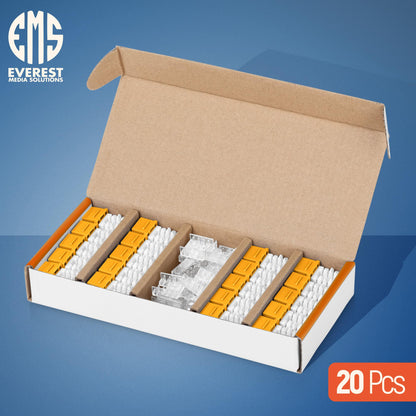 Everest 90 Degree RJ45 Cat6A Keystone Jacks Slim Profile 20-Pack Yellow