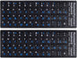 2PCS Russian Keyboard Stickers, Cyrillic Keyboard Letters Replacement Sticker Blue Font with Black Background for PC Computer Laptop Notebook Desktop, Russian-English Keyboard Alphabet Stickers