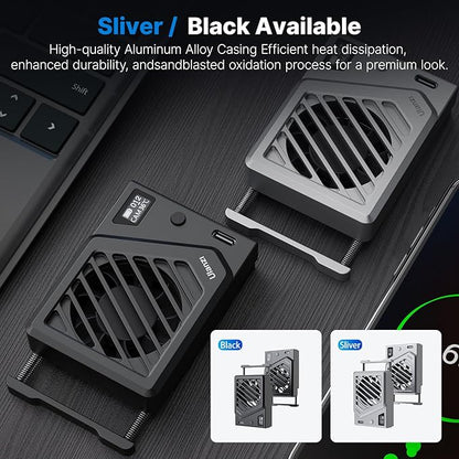 ULANZI Camera Cooling Fan Black New, Spring Telescopic Mounting Adjustable Mini Intelligent Cooling Fan Real-time Monitoring with Type-C Charging Port, Compatible with Sony Canon FUJIFILM Nikon