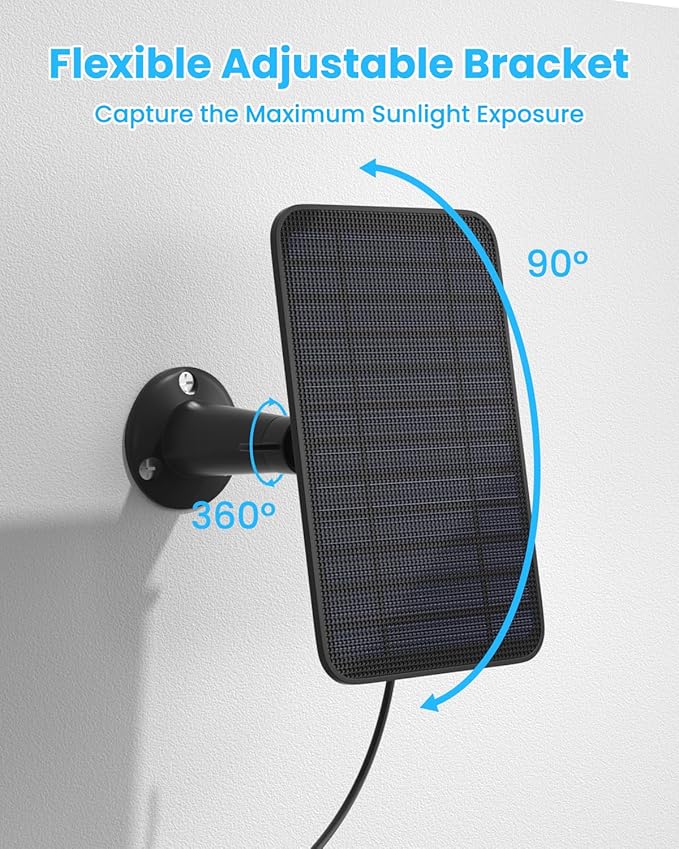 5W Solar Panel Charger Compatible with Blink Outdoor/Outdoor(3rd Gen)/XT XT2 Camera, Solar Panel for Blink Camera, 13.1ft Charging Cable & Rubber Plug, IP65 Weatherproof with Secure Wall Mount, 1 Pack