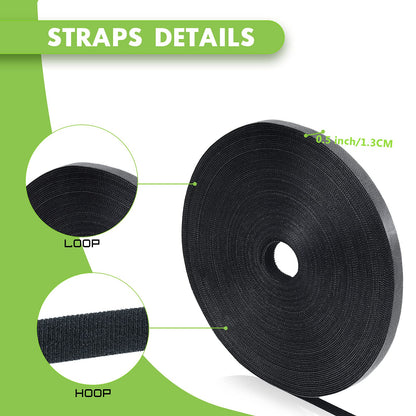 WILLBOND 1/2 Inch X 90 ft 1 Roll of Heavy Duty Industrial Hook and Loop Strap Roll, Reusable Nylon Cable Management Strap for Server Rack, Workshop, HVAC Wiring, Cable Organizer Wrap