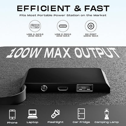 MARBERO 100W Portable Solar Panel 100 Watt 20V Foldable Solar Panel Charger for Power Station QC3.0 USB & DC Output >23% High Efficiency IP68 Waterproof for Camping Outdoor Home RV Blackout Cloudy