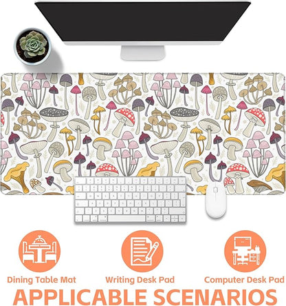 Mouse Pad Large Colorful Mushrooms Non-Slip Gaming Desk Mat with Stitched Edge Laptop Keyboard Desk Pad for Work Home Gaming (35.4 x 15.7 Inches)