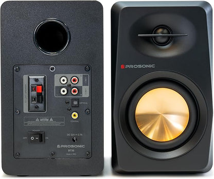 Prosonic BT30(2023 Version) Active Powered Bluetooth Bookshelf Speakers, Studio Monitor, Home Theater, Turntable with Optical Input, Coaxial Input, 2X RCA Aux Line Input, 80 Watts, (Black)
