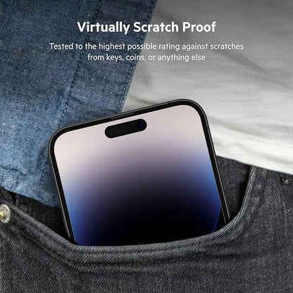 Belkin TemperedGlass iPhone 14 Pro Max Screen Protector - iPhone 14 Pro Accessories - Easy Application With Installation Guide Tray - Tempered Glass Antimicrobial Screen Protector - 9H Hardness Tested