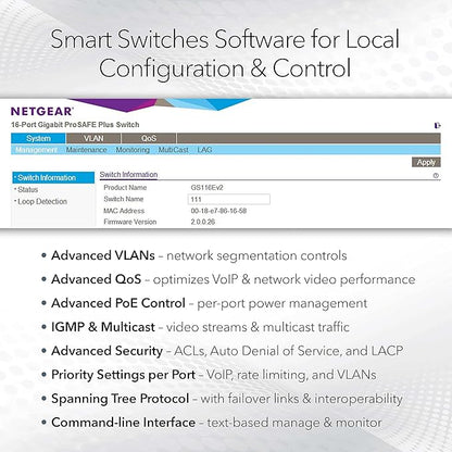 NETGEAR 52-Port PoE Gigabit Ethernet Smart Switch (GS752TP) - Managed, Optional Insight Cloud Management, 48 x PoE+ @ 380W, 4 x 1G SFP, Desktop or Rackmount, and Limited Lifetime Protection