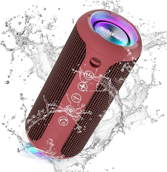 Ortizan X10 Portable Bluetooth Speaker, 24W Stereo Sound, IPX7 Waterproof, 30H Playtime, 66ft Bluetooth Range, TWS Pairing, Red