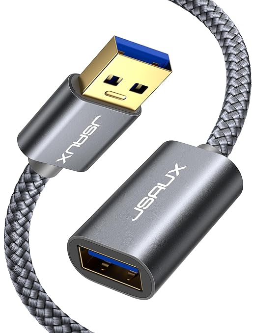 JSAUX USB 3.0 Extension Cable 3.3FT, USB A Male to Female Extension Cord Durable Braided Material Fast Data Transfer Compatible with USB Keyboard,Mouse,Flash Drive, Hard Drive, Xbox-Grey