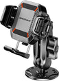 BRCOVAN Anti-Theft Phone Mount Holder with Vibration Dampener [Camera Friendly] [1s Lock & Release] with Aluminum Round Base & Medium Arm, for Car Boat Truck Motorcycle UTV, Fit 5.4-7.2'' Smartphones