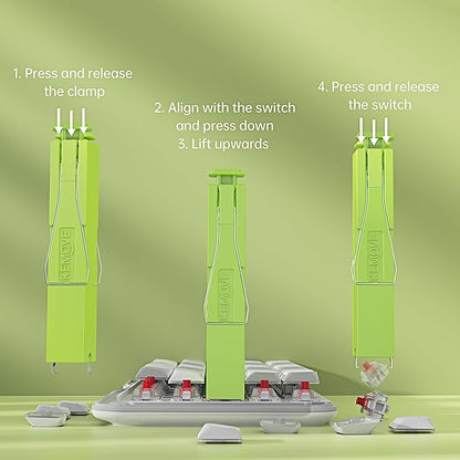 KEMOVE P10 2-in-1 Switch Puller Keycap Puller for Mechanical Keyboard, 304 Stainless Steel Key Switch Keycap Puller, Easily Remove and Replace Gaming Keyboard Switches and keycaps - Green