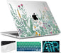 TWOLSKOO for M4 MacBook Air 13.6 inch Case 2025-2022 Release M4 A3240 M3 A3113 M2 A2681, Plastic Hard Shell & Screen Protector & Keyboard Cover & Trackpad Film, Botanical Illustration