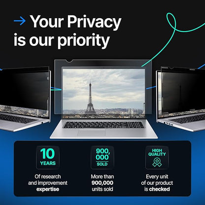 VINTEZ 14 Inch 16:10 Privacy Screen for Computer Monitor and Laptop - Anti Glare Protector Film Blue Light Filter Eye Protection - Computer Screen Privacy Shield, [1 Pack]