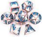 Haxtec Metal DND Dice Set Copper Blue White D&D Dice with Leather Dice Bag Compatible with Dungeons and Dragons RPG-Ice Dragon Bait