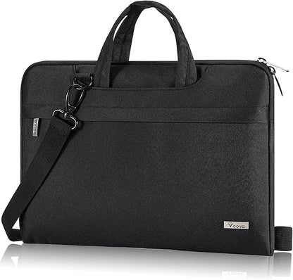 Voova Laptop Bag 13 14 Inch, Waterproof Computer Sleeve Carrying Case with Shoulder Straps & Handle Compatible with Macbook Air 13 M2/M3/M4, MacBook Pro 13/14, HP Dell Lenovo Chromebook 14, Black