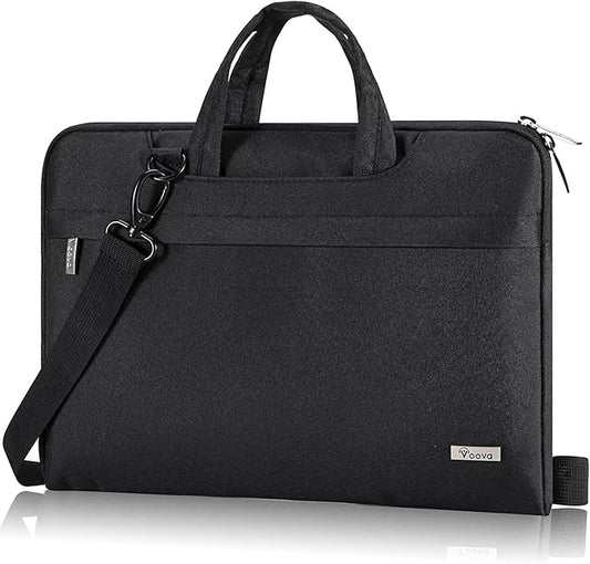 Voova Laptop Bag 13 14 Inch, Waterproof Computer Sleeve Carrying Case with Shoulder Straps & Handle Compatible with Macbook Air 13 M2/M3/M4, MacBook Pro 13/14, HP Dell Lenovo Chromebook 14, Black