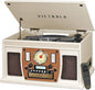 Victrola Navigator 8-in-1 Bluetooth Record Player with Built-in Speakers – 3 Speed Turntable, CD Player, Cassette, FM Radio, USB, RCA Out, Headphone Jack, Wireless Music Streaming, Real Wood (White)