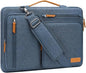 MOSISO 360 Protective Laptop Shoulder Bag,15-15.6 inch Computer Bags Compatible with MacBook Pro 16 inch, HP, Dell, Lenovo, Asus Notebook,Side Open Messenger Bag with 4 Zipper Pockets, Haze Blue