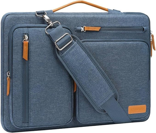 MOSISO 360 Protective Laptop Shoulder Bag,13-13.3 inch Computer Bag Compatible with MacBook, HP, Dell, Lenovo, Asus Notebook,Side Open Messenger Bag with 4 Zipper Pockets&Handle, Haze Blue