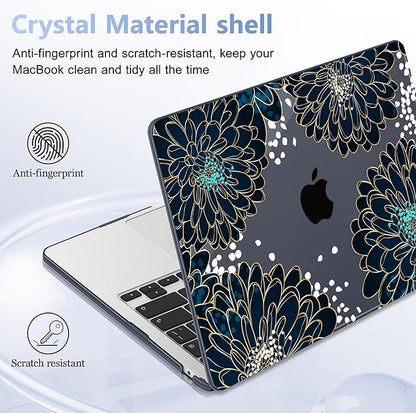 Case for MacBook Air 15 Inch 2025 2024 2023 Release M4 A3241 M3 A3114 M2 A2941, Hard Shell with Screen Protector & Keyboard Cover, Compatible with Touch ID, Luxury Floral
