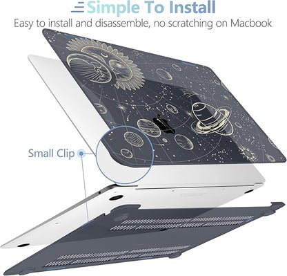 MEEgoodo for MacBook Air 13.3 inch Case 2021 2020 2019 2018 A2337 M1 A2179 A1932, Clear Case for MacBook Air M1, Hard Shell with Keyboard Webcam Cover & Trackpad Film & Type C Adapter,Moon