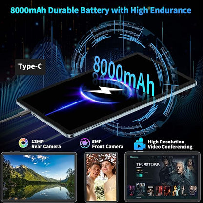 2025 Android 15 Tablet with Keyboard, 24GB+128GB+2TB Expand, 10.1 Inch Octa-Core 2-in-1 Tablets with 5G/2.4G WiFi, 8000mAh, BT5.0, GMS Certified, with Mouse, Case, Stylus, Split Screen(Green)
