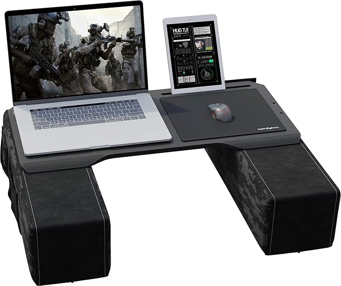 Couchmaster CYBOT, Premium Ergonomic Lap Desk for Notebooks, Sustainable Bamboo Construction, Kevlar Cushion Front, Ventilated Design, Fits Up to 17-Inch Laptops