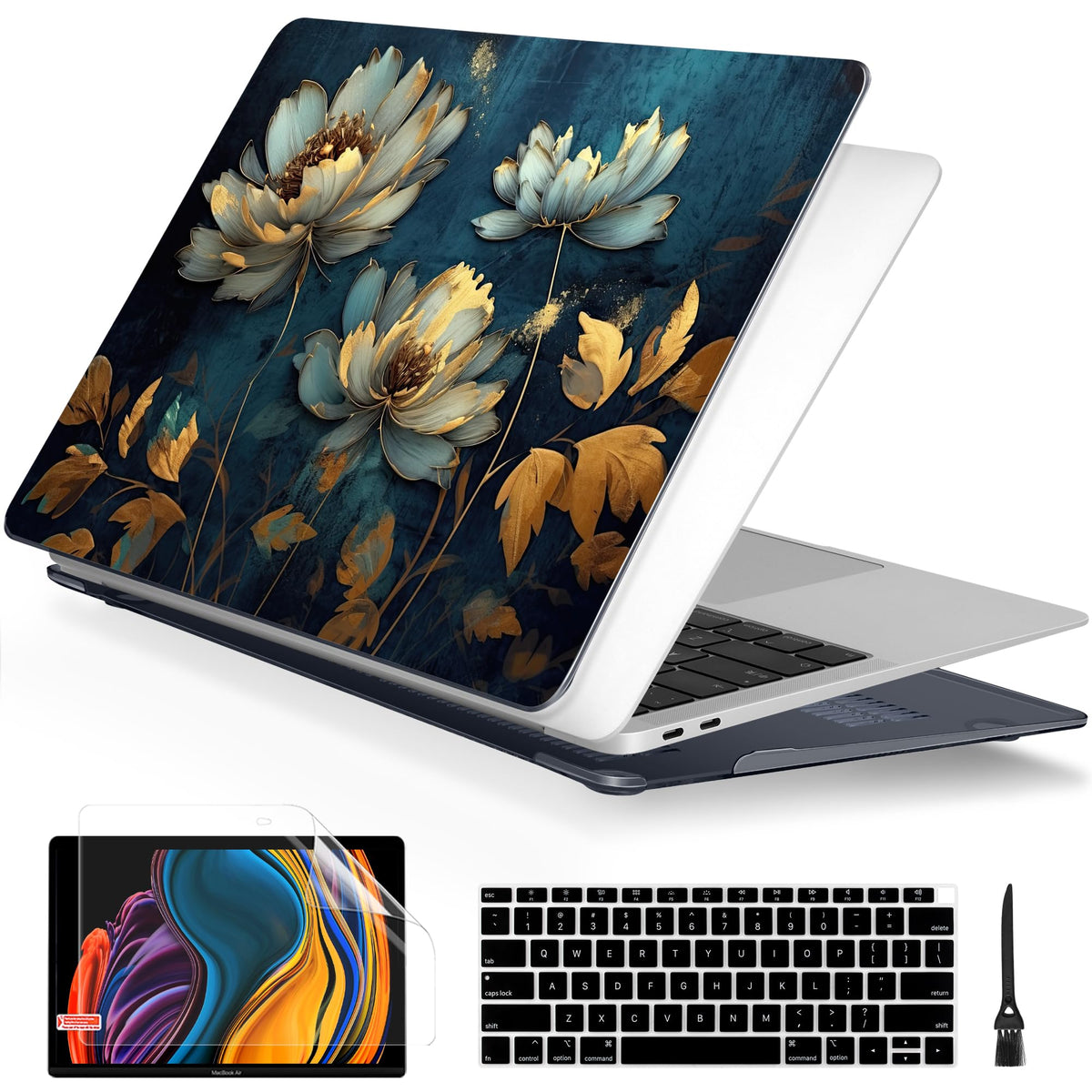 Batianda AstroGrid Case for MacBook Air 13 inch 2018-2020, Blue Waves