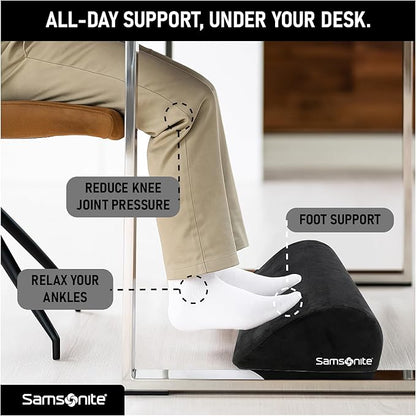 Samsonite Foot Rest for Under Desk at Work – Ergonomic Foot Stool for Couch – Versatile Under Desk Footrest for Office & Home, Foot Support Underdesk