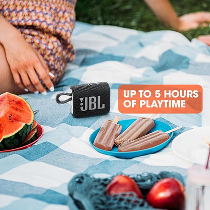 JBL Go 3 - Portable Mini Bluetooth Speaker, big audio and punchy bass, IP67 waterproof and dustproof, 5 hours of playtime, speaker for home, outdoor and travel (Teal)