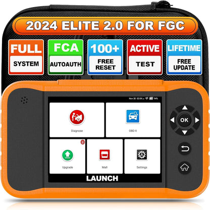 LAUNCH Creader Elite 2.0 FGC OBD2 Scanner,ECU Code, Bi-Directional Scan Tool for Ford, for GM, for Chrysler,100+ Reset, Full System Diagnose, FCA AUTOAUTH, AUTOVIN, Lifetime Free Update