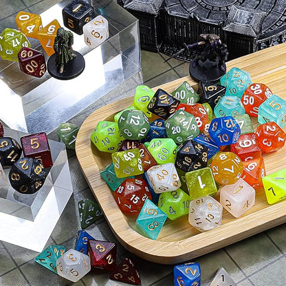 CiaraQ DND dice Set 10x7 Polyhedral Dice (70 pcs) for Dungeons and Dragons RPG MTG Role Playing Table Games with 1 Drawstring Bag