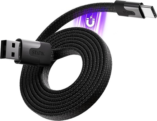 Statik MagStack Slim - USB to USB C Cable, Magnetic Anti Tangle Flat A to Type C Charger Fast Charging Cord, Magnetic Charging Cable, Compatible with iPhone, iPad & Android, 27W 3.3FT