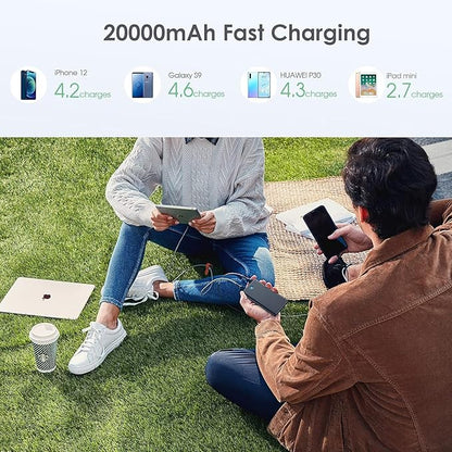 [2 Pack] Portable Charger Power Bank 20000mAh,Ultra Slim Portable Phone Charger with Dual USB Outputs,Backup Charging External Battery Pack Compatible with iPhone 15/14/13/12/11,Android etc-Black+Blue