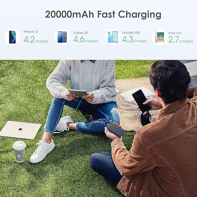 [2 Pack] Portable Charger Power Bank 20000mAh,Ultra Slim Portable Phone Charger with Dual USB Outputs,Backup Charging External Battery Pack Compatible with iPhone 15/14/13/12/11,Android etc-Black+Red