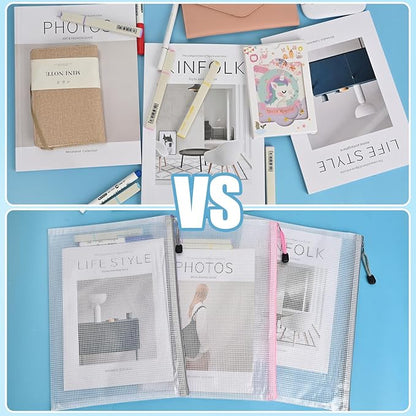 Mesh Zipper Pouch Bags,Zipper Pouches,Mesh Zipper Bags for Organizing,Storage Bags for Office Supplies,Puzzle & Board Game Storage. (A3(10 Pcs)+A4(10 Pcs))