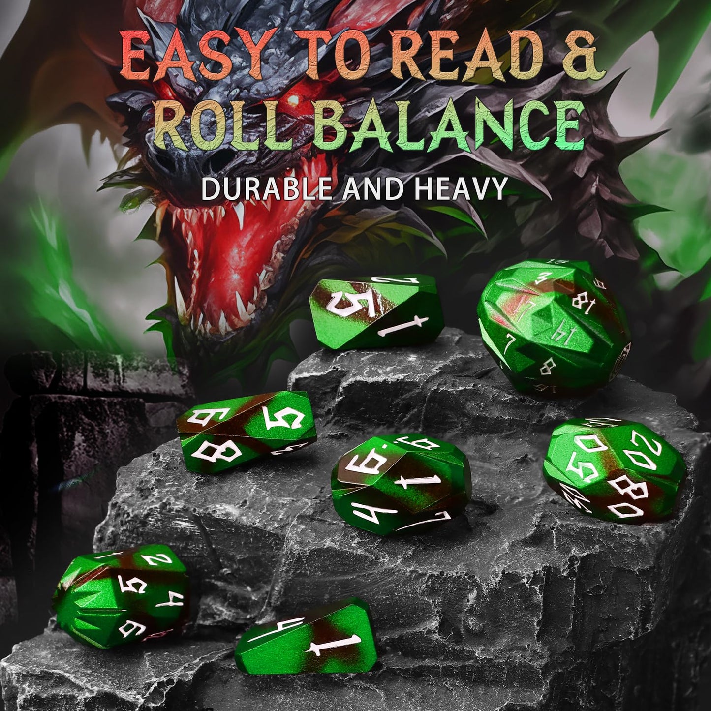 FONVGOGO Metal DND Dice Set for Dungeons and Dragon Dice Collector Gift RPG