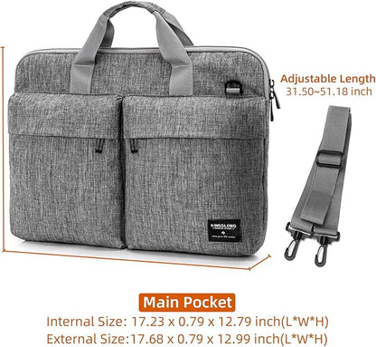 KINGSLONG Slim 17.3 inch Laptop Bag Sleeve Carrying Case with Shoulder Strap, Notebook Ultrabooks Computer Handbag Cover for Men Women Fit for Acer Asus Lenovo HP Toshiba Grey
