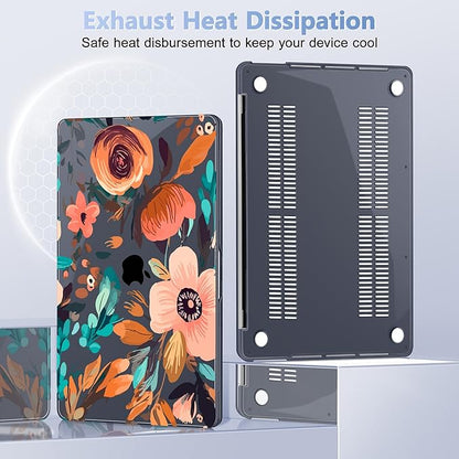 for MacBook Pro 16 inch Case 2019 2020 Release Model A2141, Plastic Hard Shell Cover with Keyboard Cover for MacBook Pro 16 inch with Touch Bar & Touch ID, Florals Pattern