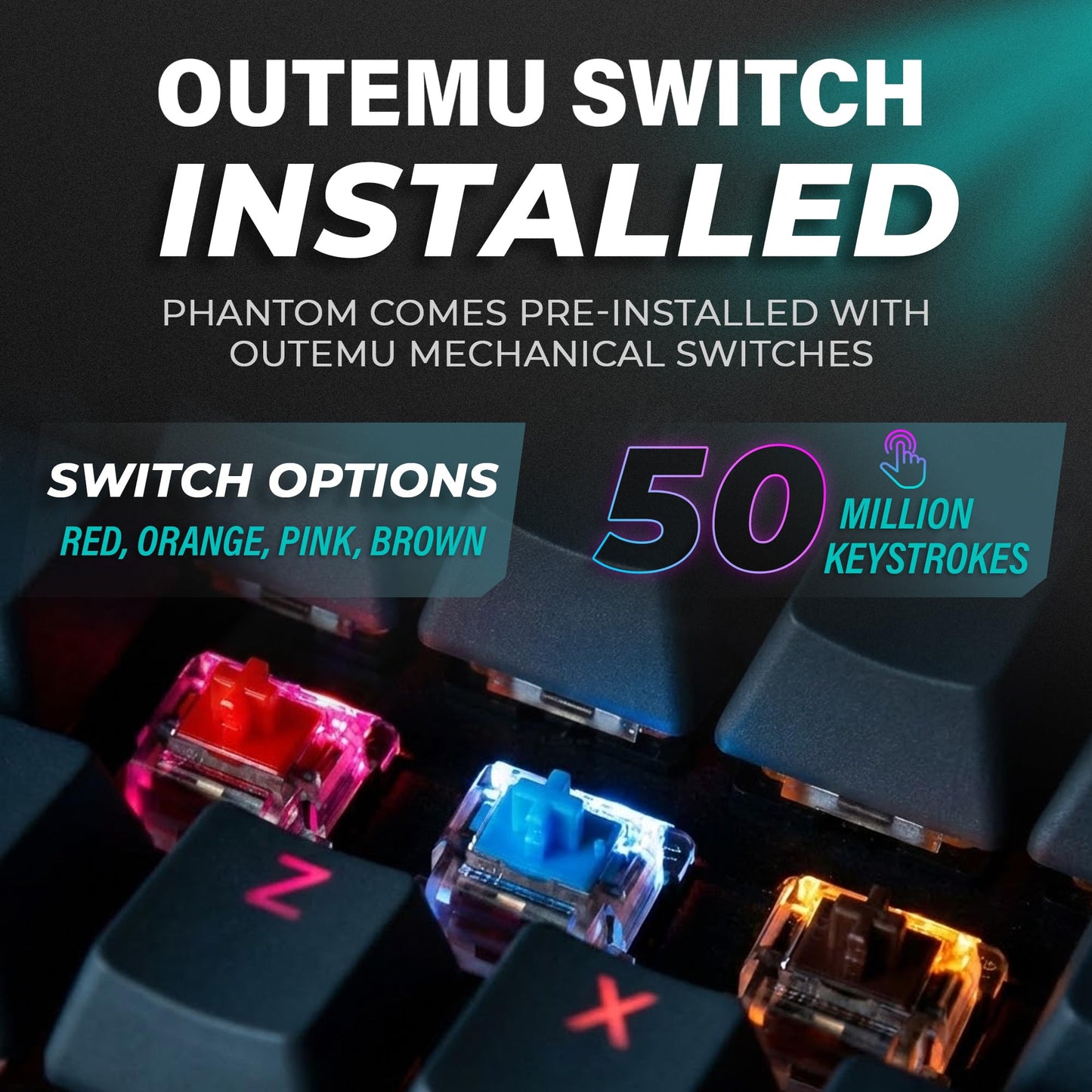TECWARE Phantom+ 87 Key RGB Mechanical Gaming Keyboard, Black | TKL Thocky Creamy Keyboard, Hot Swappable, Double Shot ABS Keycaps, Wired USB-C, N-Key Rollover | Wraith Brown Linear Switch