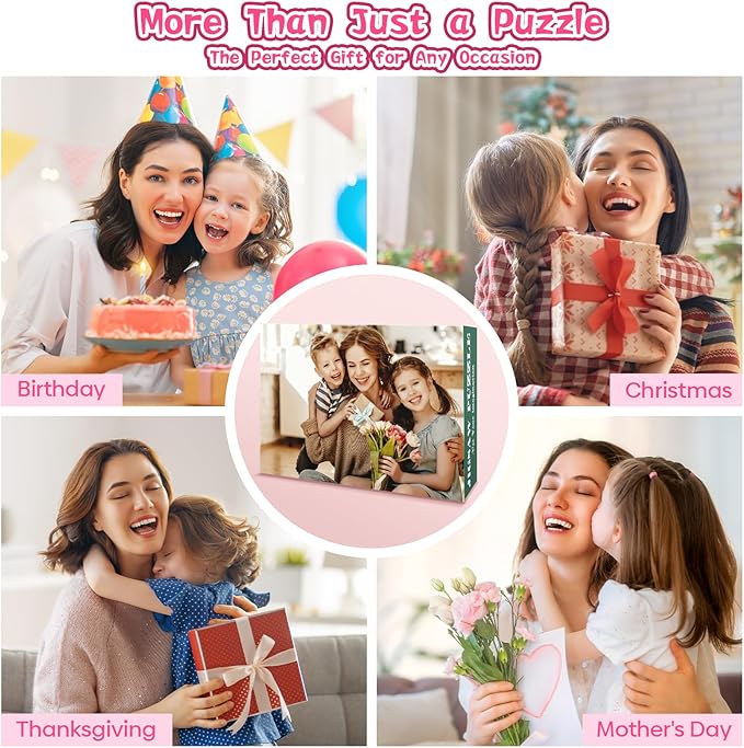 Personalized Puzzle Gifts for Mothers Day, Custom Photo Puzzle for Mom from Daughter Son Kids, Mom Gifts for Wife from Husband, Customized Presents for Mother's Day Birthday Christmas