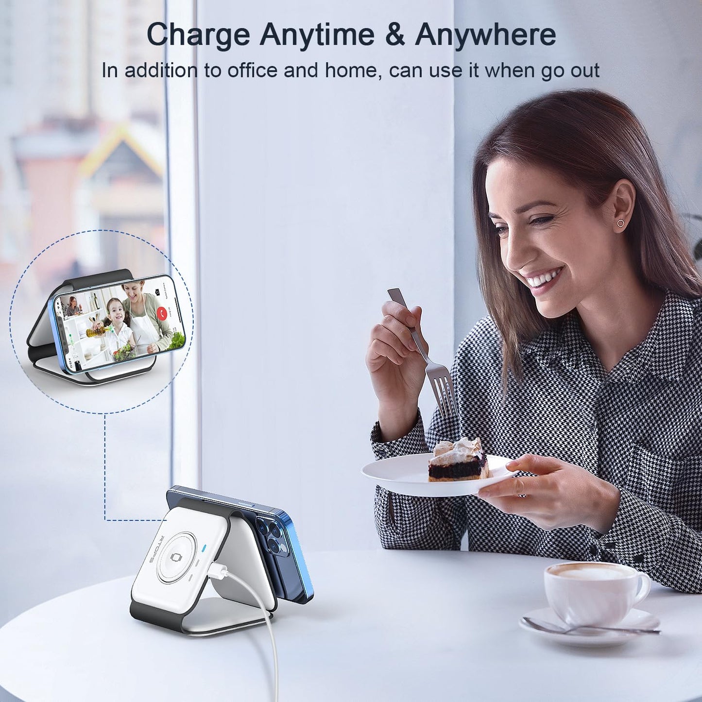 Wireless Charger 3 in 1,RTOPS Magnetic Traval Wireless Charging Station Multiple Devices,GaN 3 in 1 Charging Station,Compatible iphone17/16/15/14/13/Pro/Max,iWatch,AirPods4/3/2/Pro(Adapter Includes)