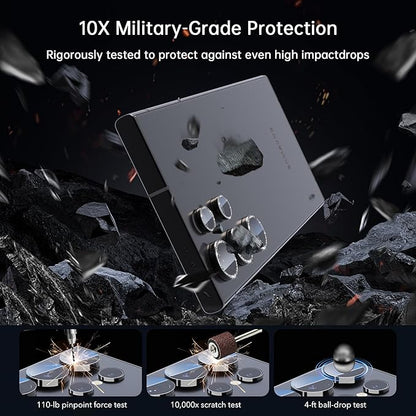 For Samsung Galaxy S23 Ultra Camera Lens Protector, Individual Lens Protector, Ultra HD 9H Tempered Glass Screen Protective Cover, Anti-scratch, Military Grade Drop Protection 2 Set. (Glitter Black, S23 Ultra)