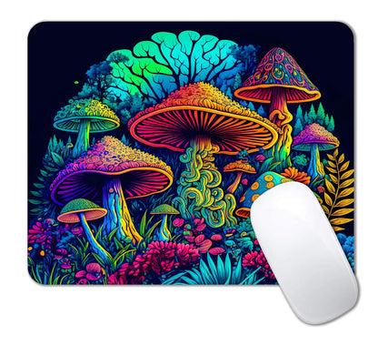 IMAYONDIA Psychedelic Mushrooms Mouse Pad, Colorfull Gaming Mouse Pad, Magical Forest Mousepad, Non-Slip Rubber Base Computer Mice Pad for School Home Office, 9.5 x 7.9 Inch, Aesthetic Modern Art
