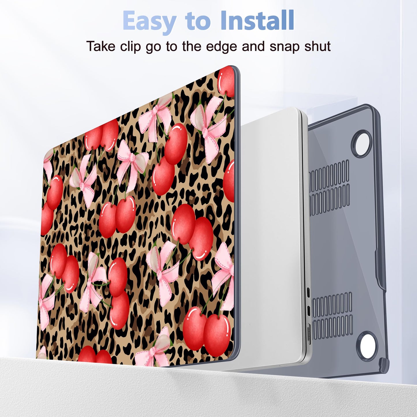 Lepeoac Case for 2026/2025/2024/2023 MacBook Air 15-inch Laptop Release M5 A3448 /M4 A3241 /M3 A3114 /M2 A2941, Stylish Protective Hard Shell Cover for MacBook Air 15.3 inch, Leopard Cherry