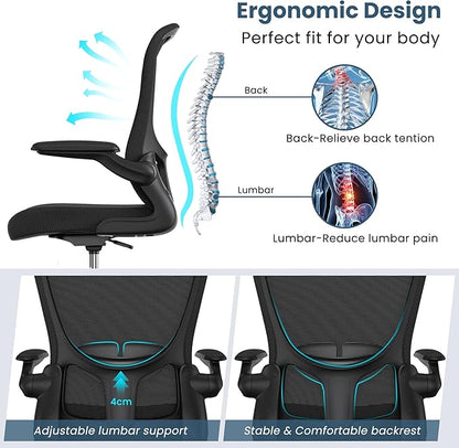 Drafting Chair, Tall Office Chair with Flip-up Armrests Executive Ergonomic Computer Standing Desk Chair, Office Drafting Chair with Lumbar Support and Adjustable Footrest Ring