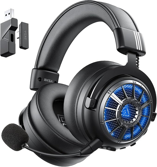 EKSA Wireless Gaming Headset for PS5, PC, PS4, Mac, Switch, Gaming Headphones with 2.4GHz, Bluetooth 5.3, 7.1 Surround Sound, Detachable Noise Canceling Microphone
