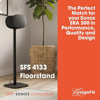 Vogel's SFS 4133 Speaker Floor Stand for Sonos ERA 300, Cable Inlay System, Height: 32,3 inch (82 cm), Exceptionally Stable, Black, 1 Floor Stand
