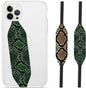 Phone Grip Strap - Reversible Finger Holder for Phone Back, Customizable Anti-Slip Design, Wireless Charging Compatible Detachable Holder for iPhone - Brown & Green Snake Skin