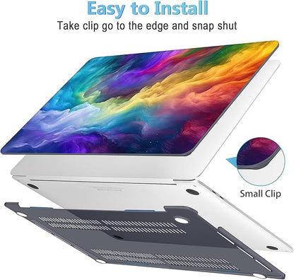 Mektron Case for MacBook Pro 16 Inch A2141 Cover 2019 Release 16" with Liquid Retina Display/Touch ID, Plastic Hard Shell with Keyboard Skin & Screen Protector & Dust Plug, Rainbow Cosmic